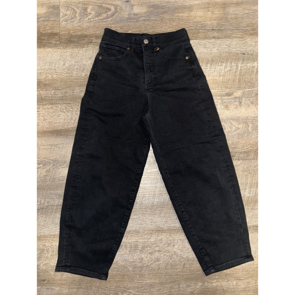 Express Balloon Leg Jeans Black Super High Rise Denim Size 00 Balloon Leg Crop